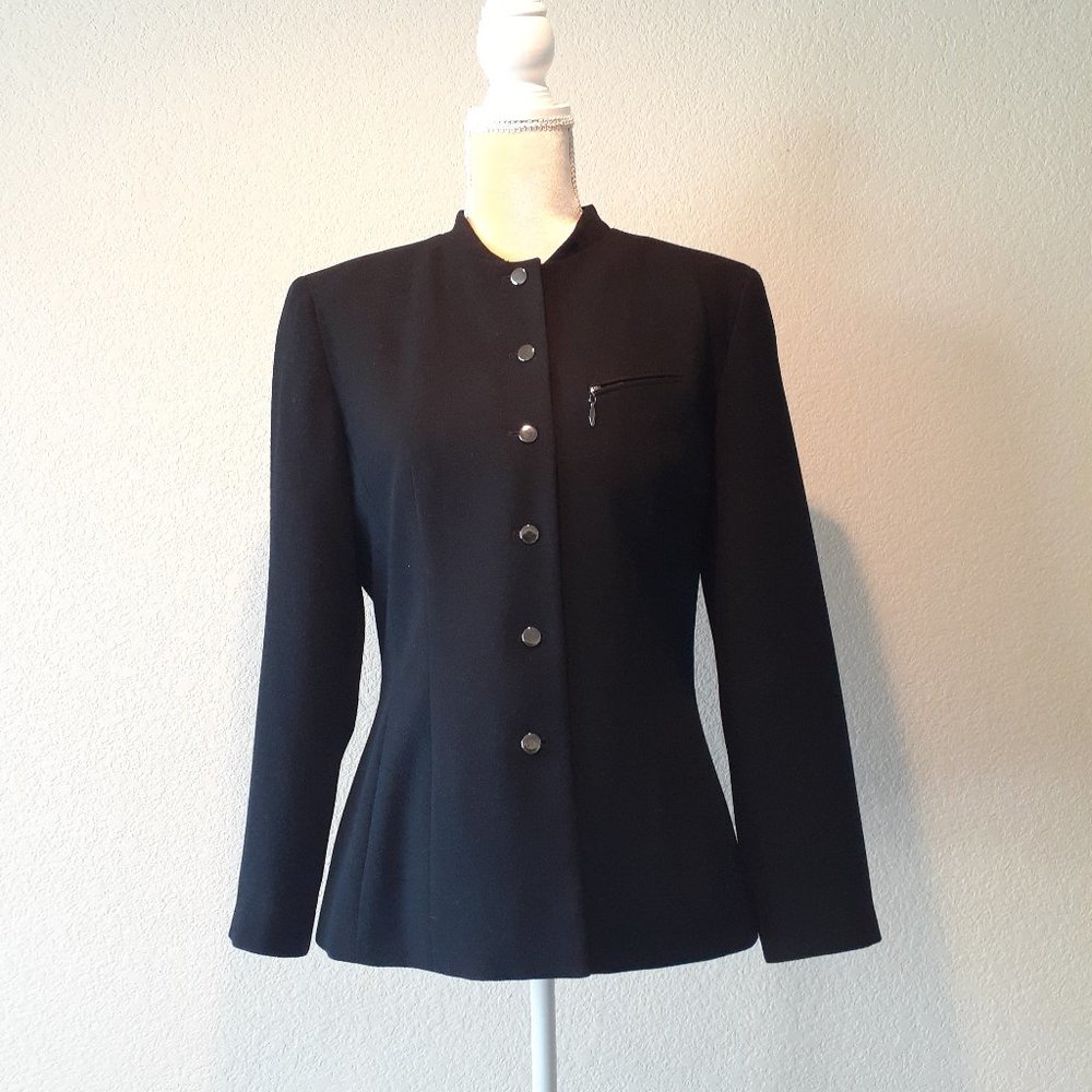 Larry Lavine Black Crepe Fitted Jacket